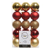 Mix kerstballen pakket goud/rood - thumbnail