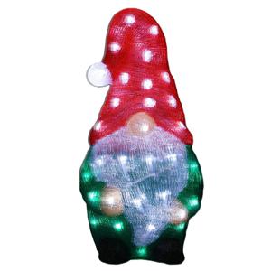 Kerstverlichting figuur - gnome/dwerg - 22 x 17 x 44,5 cm - LED decoratie kerstfiguren