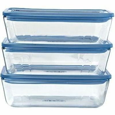 Set Lunchboxen Pyrex Blauw Transparant 800 ml 3 Onderdelen