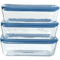 Set Lunchboxen Pyrex Blauw Transparant 800 ml 3 Onderdelen