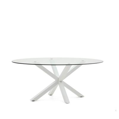 Kave Home Ovale Eettafel 'Argo' Glas, 200 x 100cm, kleur Wit
