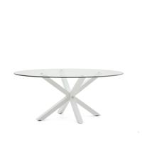 Kave Home Ovale Eettafel 'Argo' Glas, 200 x 100cm, kleur Wit