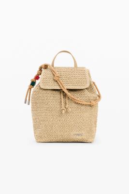 Kleine raffia rugzak met charms - WHITE - U