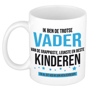 Cadeau mok / beker wit ik ben de trotse vader van de grappigste, leukste en beste kinderen 300 ml   -