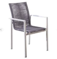 Ishi stackable dining chair alu white/rope light grey - Yoi