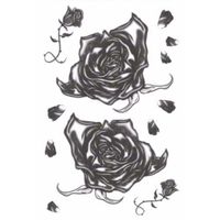 Realistische gothic tattoos zwarte rozen 1 vel   - - thumbnail