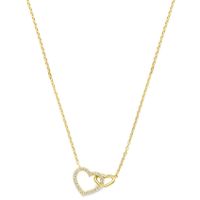 Ketting Hartjes geelgoud-zirconia wit 43-45 cm - thumbnail