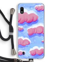 Roze wolken met vogels: Samsung Galaxy A10 Transparant Hoesje met koord