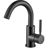 Stijlvolle Mat Zwarte Wastafelmengkraan - Rond Design - Opbouw