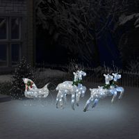 Buitenkerstversiering rendieren en slee 100 LED's zilverkleurig