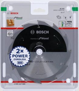 Bosch Accessories Bosch 2608837680 Hardmetaal-cirkelzaagblad 165 x 15.875 mm Aantal tanden: 12 1 stuk(s)