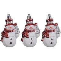 Kersthangers sneeuwpoppen - 3x st - 8 cm - kunststof - kerstornamenten