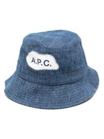 A.P.C. bob en jean à logo imprimé - Bleu - thumbnail