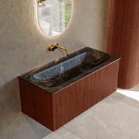 Badmeubel Mondiaz Kurve-Dlux | 100 cm cm | Meubelkleur Ruby | Wastafelkleur Lava | Solid surface | Wasbak midden spoelbak | Zonder kraangat(en)