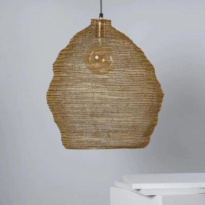 Hanglamp goud net gevlochten &apos;Eimear&apos; e27 fitting rond 47 cm