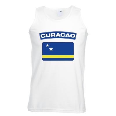 Singlet shirt - tanktop - Curacao vlag - wit - heren - landen