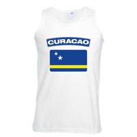 Singlet shirt - tanktop - Curacao vlag - wit - heren - landen
