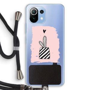 Zwart-wit cactus: Xiaomi Mi 11 Lite Transparant Hoesje met koord