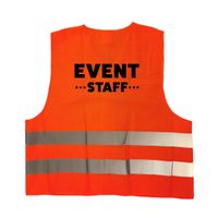 Event staff personeel vestje / hesje oranje met reflecterende strepen voor volwassenen - thumbnail