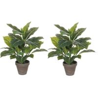 Mica Decorations Kunstplant - 4x stuks - philodendron - groen - 49 cm