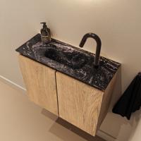 Toiletmeubel Mondiaz Ture Dlux | 60 cm | Meubelkleur Washed Oak | Eden wastafel Lava Midden | 1 kraangat