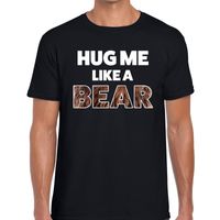 Zwart hug me like a bear fun t-shirt voor heren 2XL  - - thumbnail