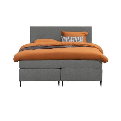 Leen Bakker - Boxspring Liv Egaal - Licht - 140x200 Cm - Slanke Poot - Stof - Grijs