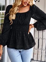 Plain Casual Square Neck Loose Shirt