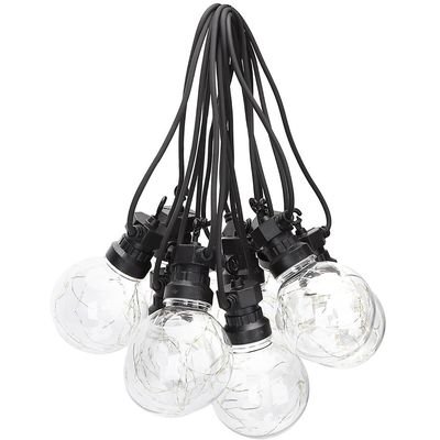 LED Lichtsnoer - Aigi Suci - Warm Wit 2700K - 1.77W - 8 Meter - 10 LED's Transparant - Waterdicht IP44 - Zwart