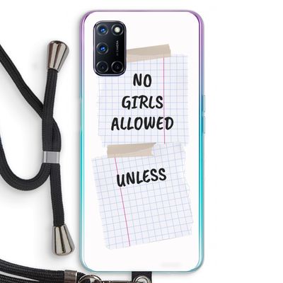 No Girls Allowed Unless: Oppo A52 Transparant Hoesje met koord