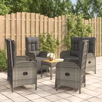 5-delige Tuinset met kussens poly rattan grijs