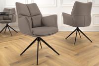 Bureaustoel PAPILLON bruin echt leer zwart metalen frame met armleuning - 45183
