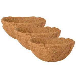 3x stuks voorgevormde inlegvellen kokos voor hanging basket 30 cm - kokosinleggers