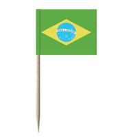 Cocktailprikkers vlag Brazilie - 50x stuks - 8 cm vlaggetjes - landen decoratie - Prikkertjes