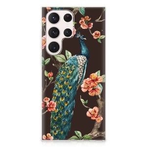 Samsung Galaxy S23 Ultra TPU Hoesje Pauw met Bloemen