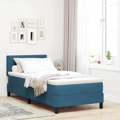 Boxspringbed met matras fluweel donkerblauw 100x200 cm