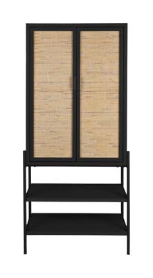 Dutchbone Opbergkast 'Yasu' Rattan, 160 x 70cm, kleur Zwart