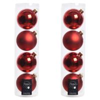 Decoris kerstballen - 8x st - rood - D10 cm - glas - kerstversiering