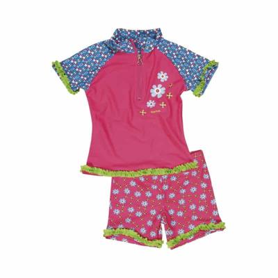 Playshoes tweedelige zwemsuit Bloemen Roze-122-128