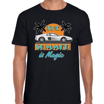 Toppers verkleed T-shirt heren - The summer is Magic - zwart - Miami auto - Tropische feestkleding