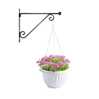 Hangpot + Muurhaak Siena - wit - D25 cm - kunststof - metaal - tuinaccessoires