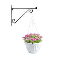 Hangpot + Muurhaak Siena - wit - D25 cm - kunststof - metaal - tuinaccessoires