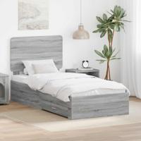 Bedframe met hoofdeinde Grijs Sonoma 75 x 190 cm Bewerkt hout