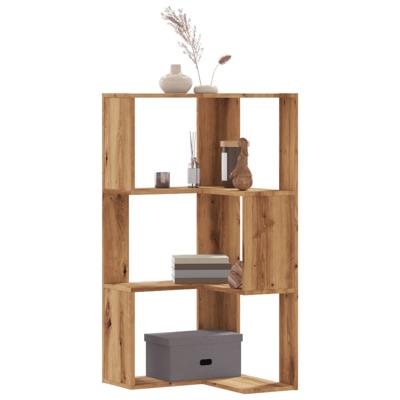 Boekenkast 3-laags hoek 50x50x102 cm hout artisanaal eikenkleur