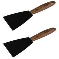 Alpina Keukengerei bakschraper - 2x - zwart - staal - 21 x 8 cm - bakplaat