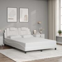 Bedframe met hoofdbord kunstleer wit 120x200 cm