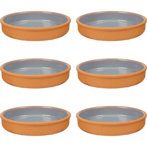 6x stuks tapas/hapjes serveren/oven schaal terracotta/grijs 23 x 4 cm