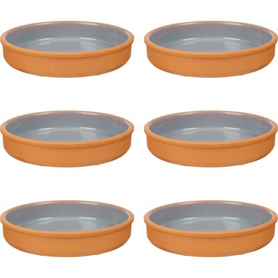 6x stuks tapas/hapjes serveren/oven schaal terracotta/grijs 23 x 4 cm
