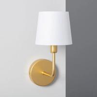 Wandlamp modern &apos;Xirena&apos; witte kap led lamp koper E14 fitting 34 cm