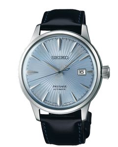 Seiko SRPB43J1 Horloge Presage Automaat staal-leder zilverkleurig-zwart-blauw 41 mm